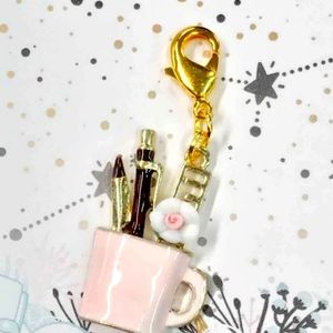 Pen Cup charms planner charm clipon gold bracelets charms Zipper pull